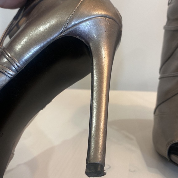 Guess Silver Metallic Peep Toe Tie Around Ankle Boot - Picture 14 of 17